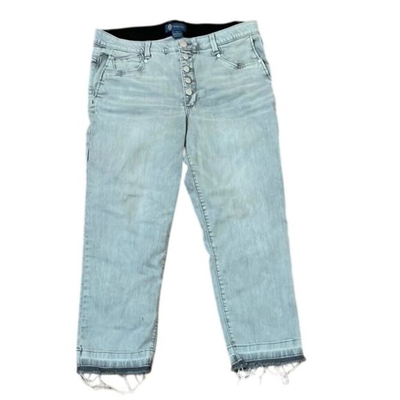 Democracy Ab Solution Gray Cropped Denim Jeans with Frayed Hem Womens Size 16 - Picture 1 of 13